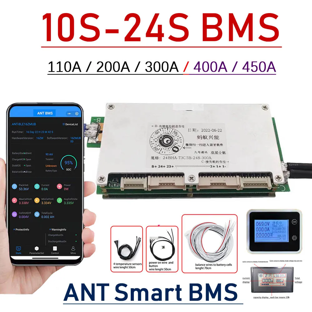 Smart Bluetooth BMS 10S ~ 24S  - огляд і ціна Smart Bms 24S 200A Bluetooth Lifepo4