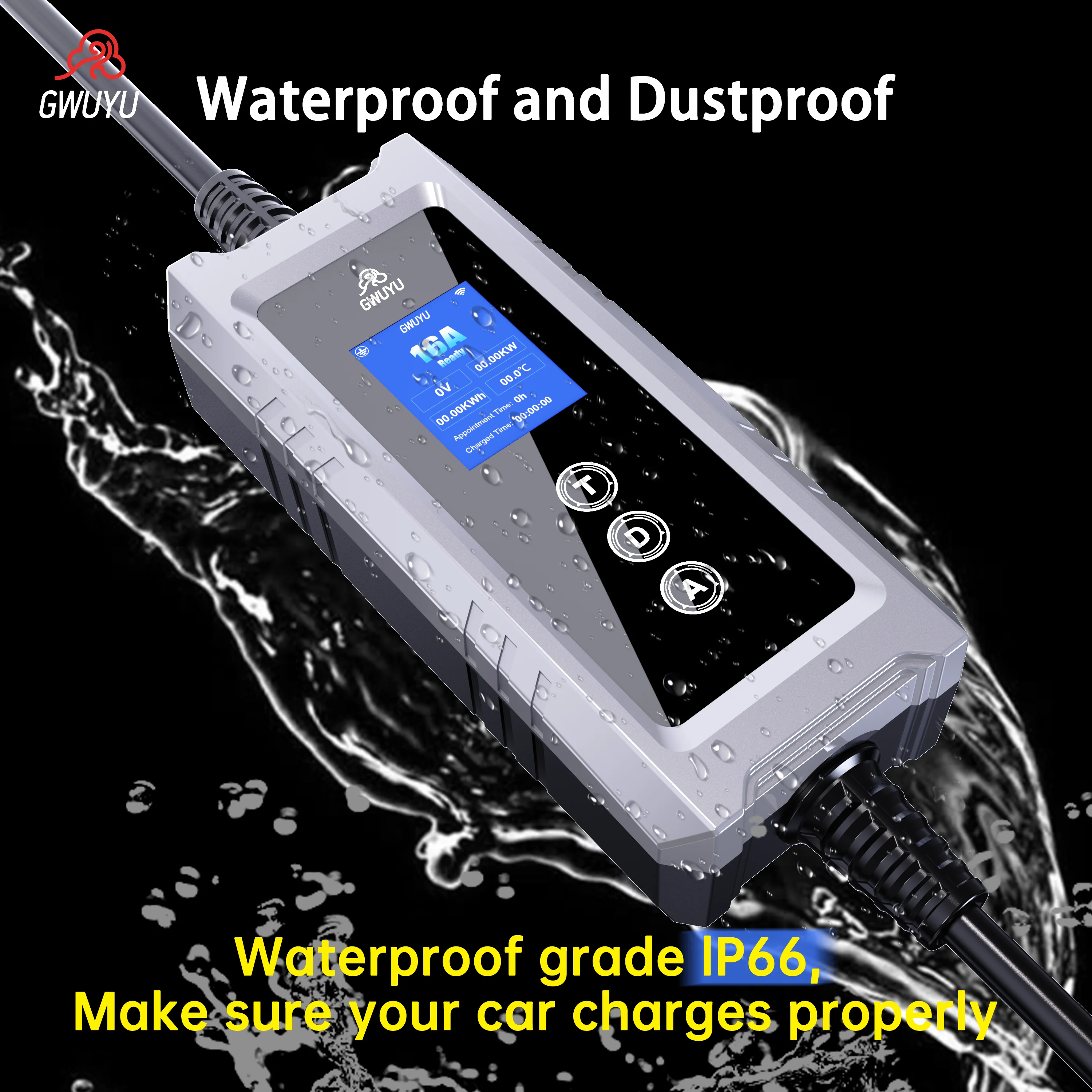 GWUYU  32A Type2 EV Chargers 3 - огляд і ціна Type 2 Portable Ev Charger 11Kw Cee